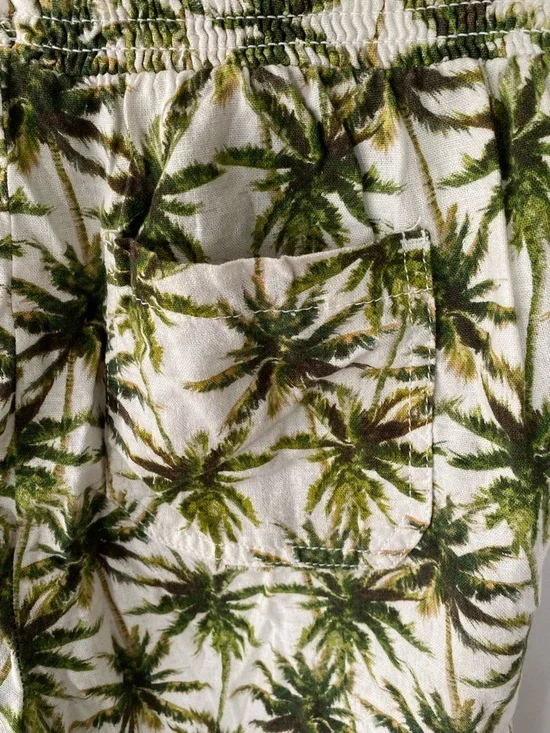 BRIGGS Palm Print Drawstring Shorts — Cream & Olive - Picture 4 of 5